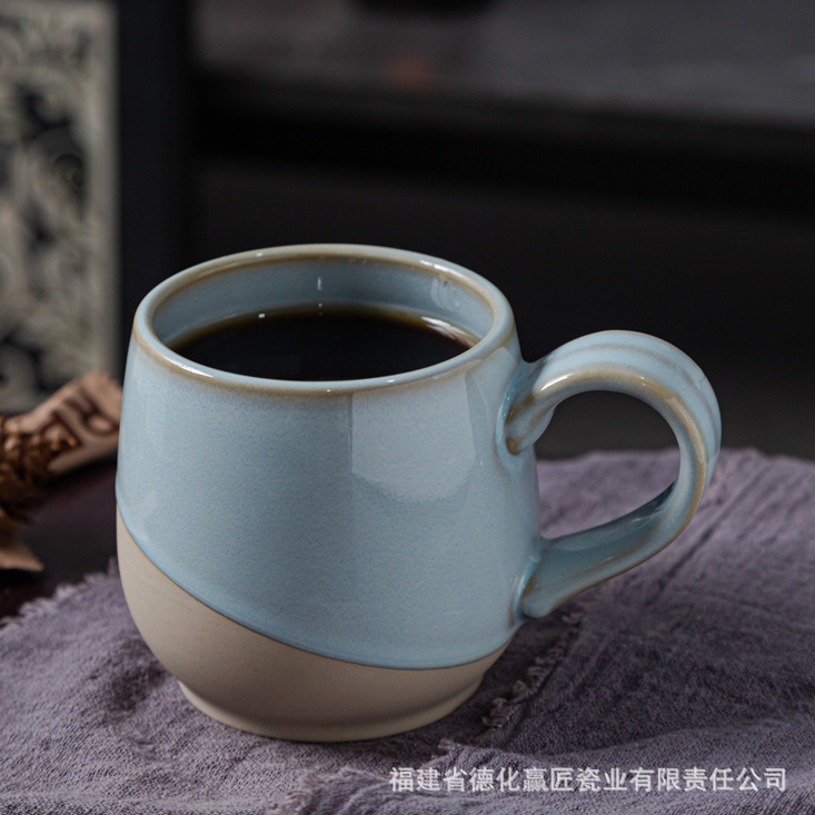 Taza de cerámica retro Taza transfronteriza Taza de té de la tarde simple de estilo japonés Juego creativo de tazas y platillos de café de gres
