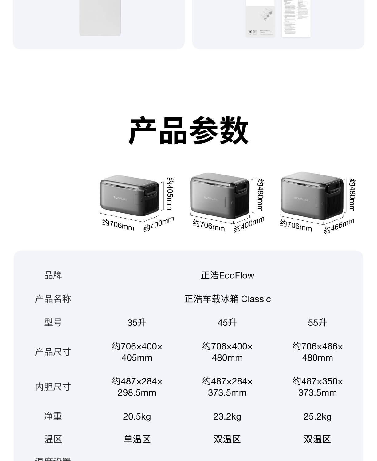 Ef Ecoflow Zhenghaoling Classic Outdoor Car Refrigerator with Dual Temperature Zones for Refrigeration and Freezing ±20 ℃