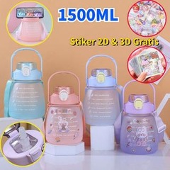 Large-capacity food-grade plastic gradient-colored water cup with portable straw, cartoon transparent cup with large handle and snap-on lid