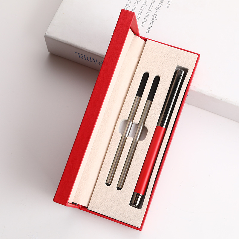 Bolígrafo de firma de metal rojo Guofeng caja de regalo de negocios conjunto de publicidad de alta calidad bolígrafo de impresión de logotipo bolígrafo neutro