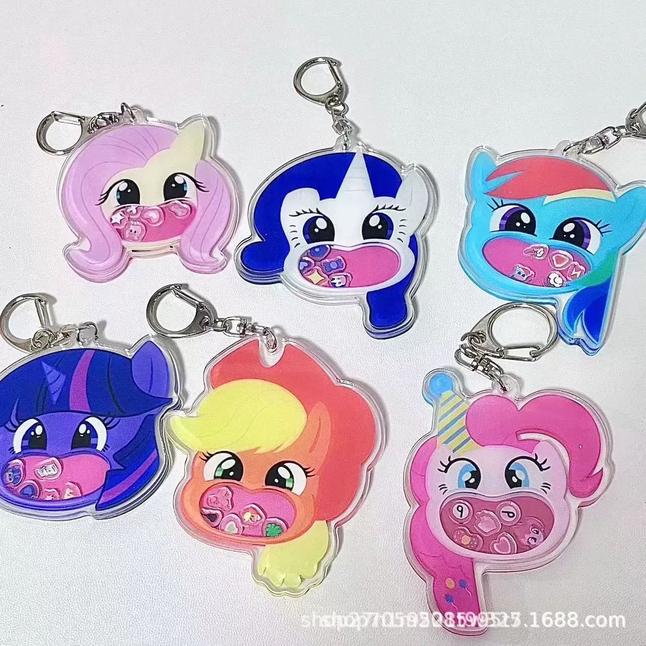 Ключница-брелок Acrylic Pony, двусторонний дизайн baby rocker, милый кулон для сумки, 6 цветов