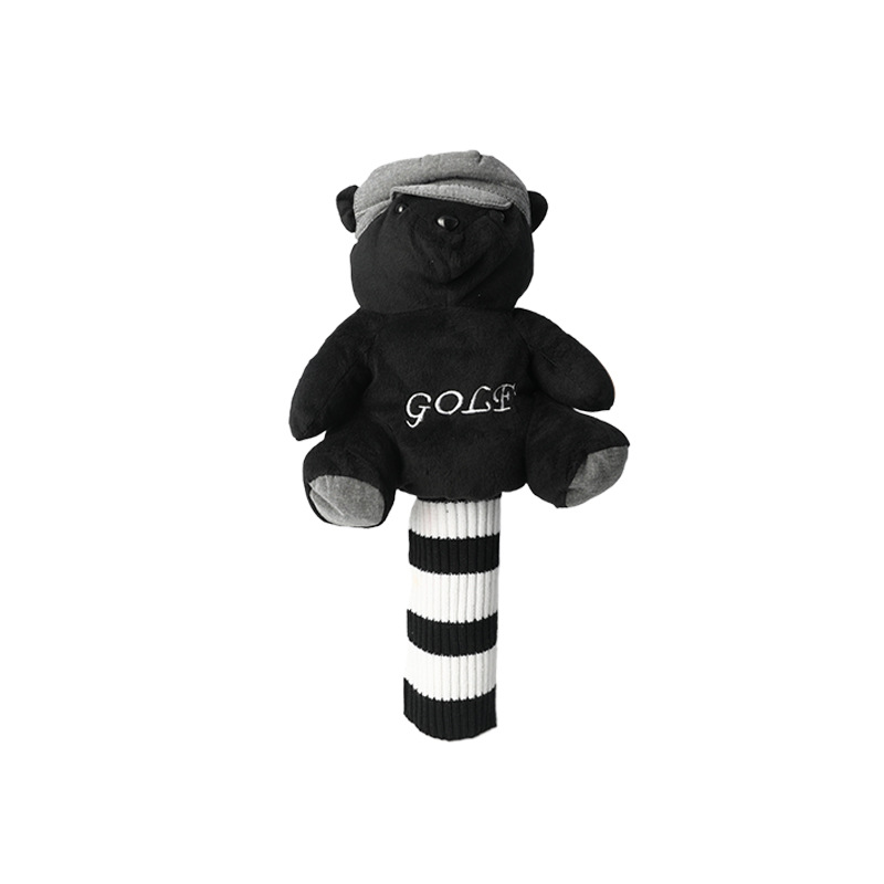 Juego de palos de peluche de animal de oso negro transfronterizo Juego de palos de golf Juego de palos de muñeca Juego de palos de lana al por mayor