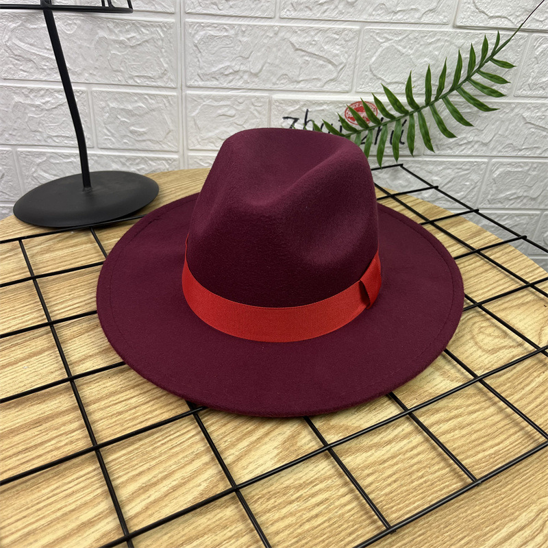 AliExpress sombrero de lana Jazz sombrero británico ala grande Xu Wenqiang mismo estilo versátil de ala ancha sombrero de caballero sombrero de rendimiento de los hombres