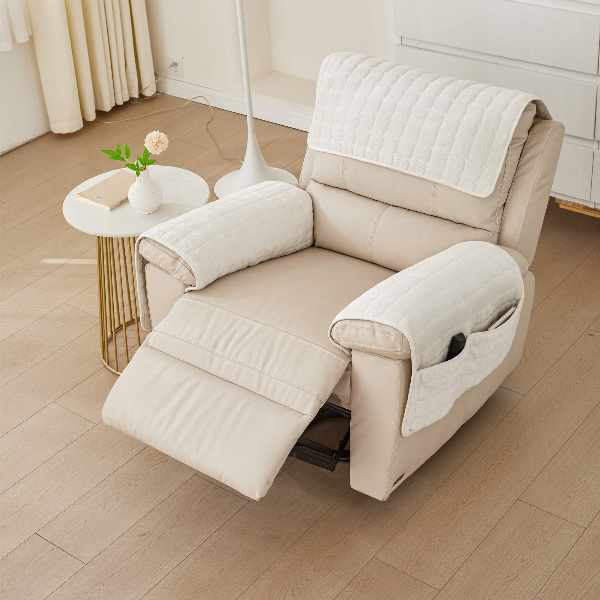 Headrest Cushion And Armrest Cover Three Piece Set For Sofa_voghion.com