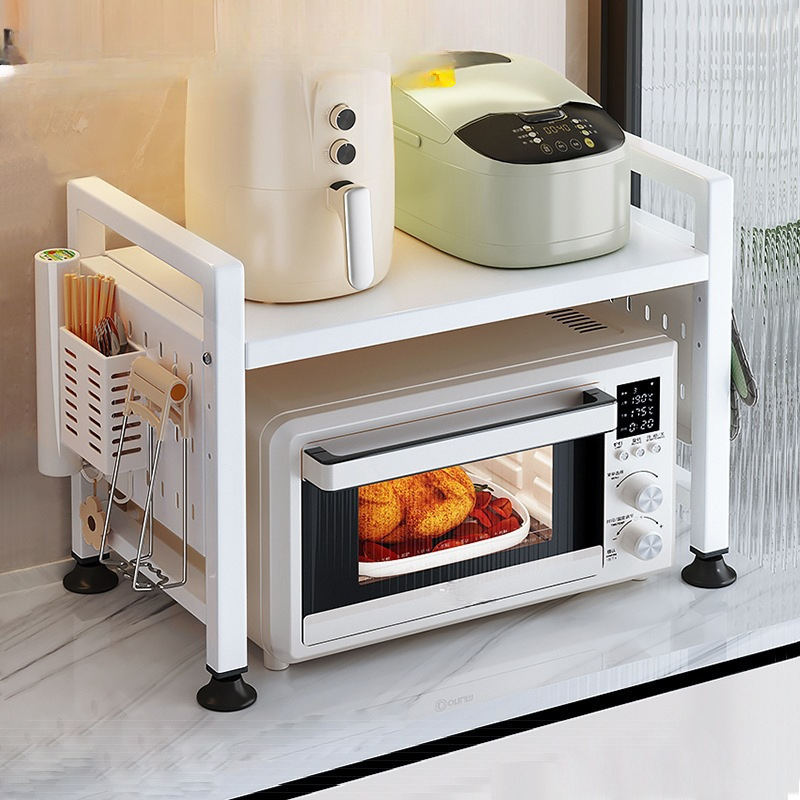 格納式キッチン電子レンジ収納ラックオーブンラックホームカウンタートップデスクトップ二層炊飯器収納ブラケット|undefined