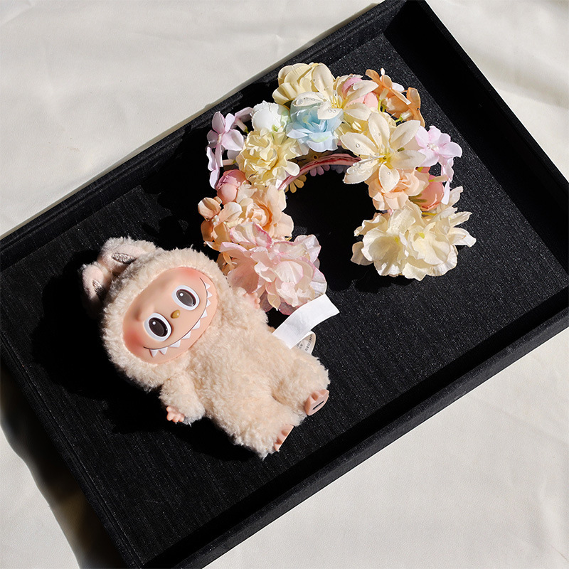 拉布布双面簪花围国风新中式绢花发箍花环迷你娃娃公仔装扮头饰品|undefined