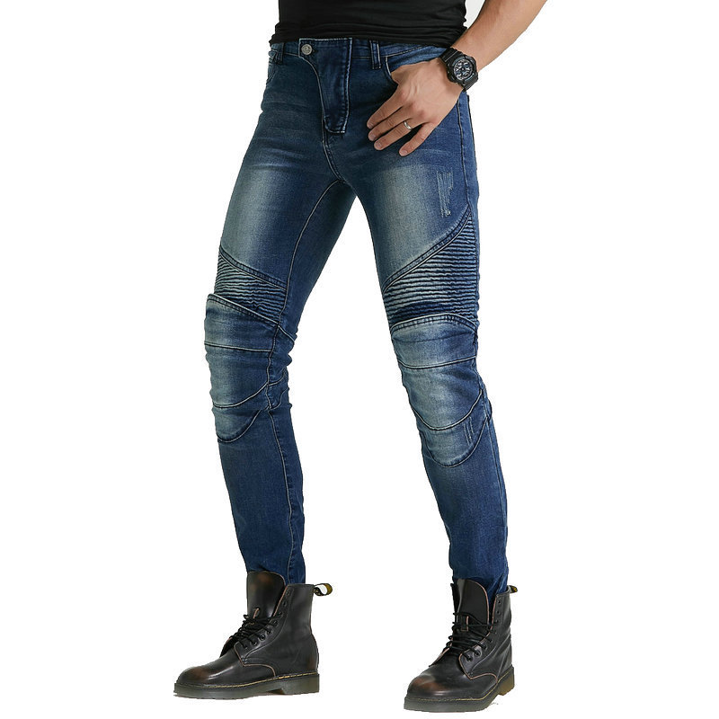 Pantalones vaqueros de la motocicleta VOLERO pantalones anti-caída de la motocicleta de los hombres y de las mujeres pantalones de montar Delgado Caballero equipo de protección de silicona