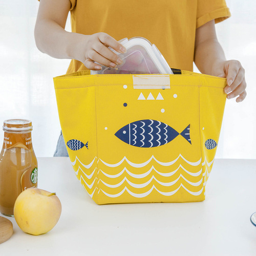 Cartoon Thick Handle Lunch Bag Oxford Cloth Insulated Bag Student Bento Bag Outdoor Preservation Lunch Bag Ice Bag