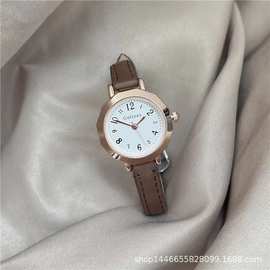 高颜值简约显白小表盘小巧细表带初高中生女表直播跨境货源批发