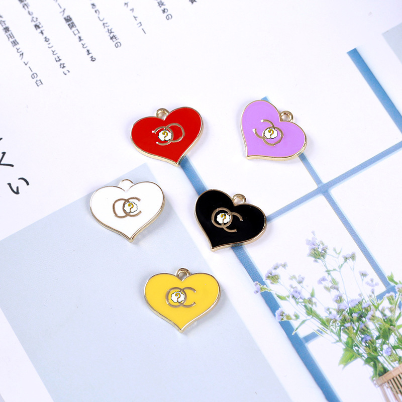 New Double C Pendant Jewelry Korean Style Simple Heart-Shaped Accessory Earrings Necklace Keychain Accessories Small Chanel Style