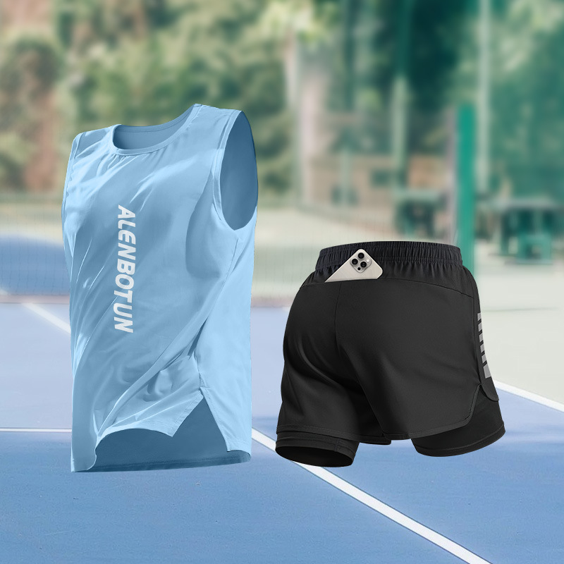 Running Sports Suit Men's Summer New Marathon Training Fitness Clothes Professional Quick-Drying Basketball Vest Shorts