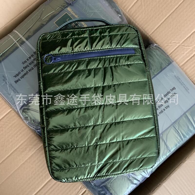 New Light down Fabric Satchel Laptop Bag, Thickeneded Quilted Shockproof Computer Bag, Stripesd Quilted Liner Bag