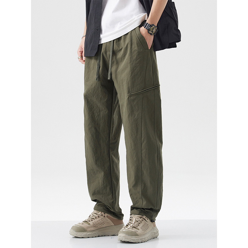 Minger | American Style Leg Drawstring Design Tooling Rush Pants Thin Men's Loose Straight Sports Quick-drying Casual Pants