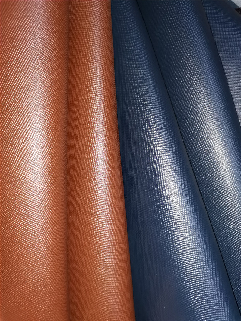 四边直意大利棕色深蓝色十字纹头层牛皮革床头沙发箱包手工料