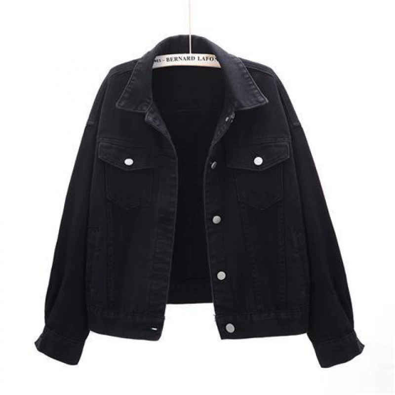 Jacket, denim short long-sleeve for students, Korean style