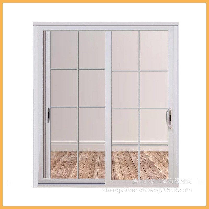 Foreign Trade Doors and Windows Africa Sliding Doors Aluminum Alloy Doors Balcony Kitchen Sliding Doors Three Rails with Gold Steel Mesh Sliding Doors