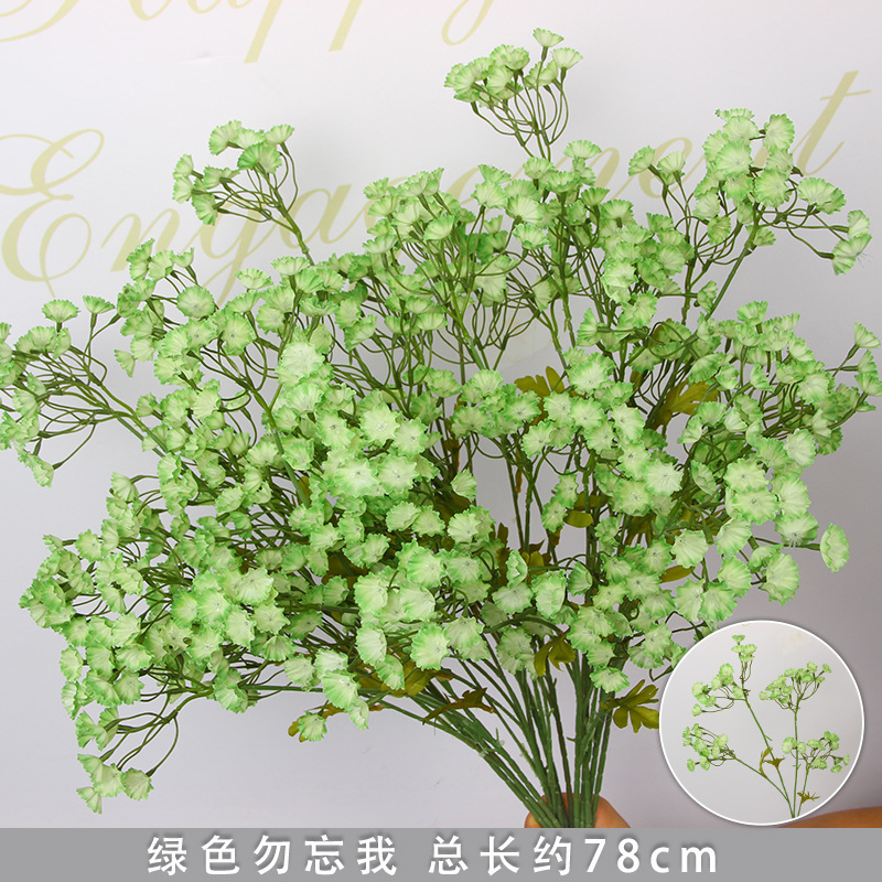 Simulación de flores verdes, flores de seda de boda, hierba