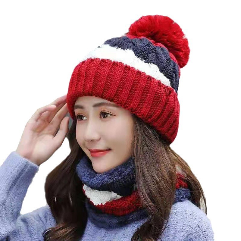 Women's Autumn Korean Style Thickened Warm Scarf Windproof Winter Cycling Ear Protection Knitted Hat Versatile_voghion.com