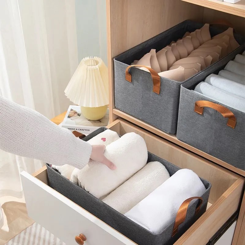 Caja de almacenamiento de ropa plegable gruesa tipo cajón armario estratificado caja de clasificación de ropa gran tela pantalón cesta de almacenamiento
