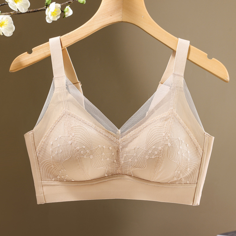 2025新品10A抗菌蚕丝乳胶养护内衣舒适轻薄大胸显小聚拢大码文胸|undefined