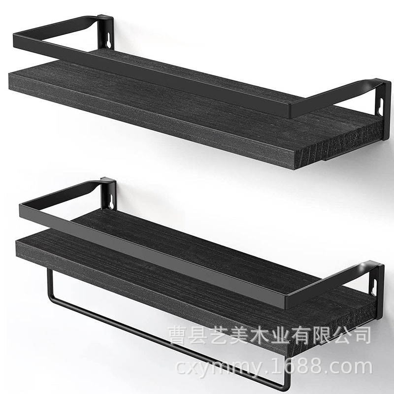 Rack de almacenamiento de pared baño cocina rack de almacenamiento de pared de madera maciza partición flotante hierro colgante de pared suspensión rack