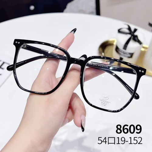 TR90眼镜大框简约舒适防蓝光超轻平光配近视镜架好看潮款8609