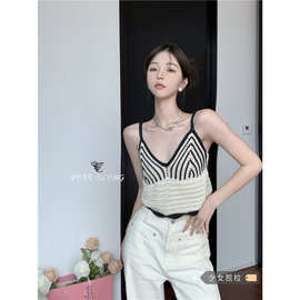 独特别致甜辣吊带背心女夏季新款辣妹内搭外穿镂空短款设计感上衣