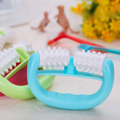 YT9142 無印塑料按摩器塑料手動滾輪按摩器 雙輪按摩器圓柄按摩器