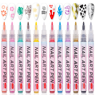 New nail painting graffiti pen marker pen color hand-painted dot flower hook line DIY nail quick-drying multi-color watercolor
