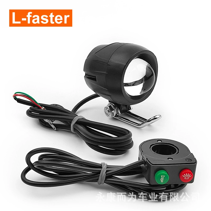 Встроенный Horn 12V-89V линза фары черный светодиодный свет подходит для мотоцикла, велосипеда, скутера