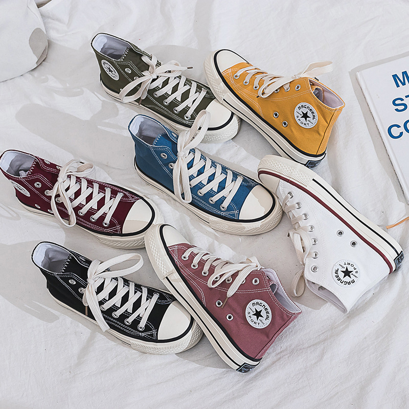 Spring and Autumn New Canvas Shoes for Female Students 1970S High-Top Lace-Up Korean Style Sneakers Ing Trendy Sneakers Trendy