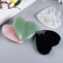源头厂家批发玉石心形刮痧板  粉晶3D款凹形大爱心面部美容刮痧片