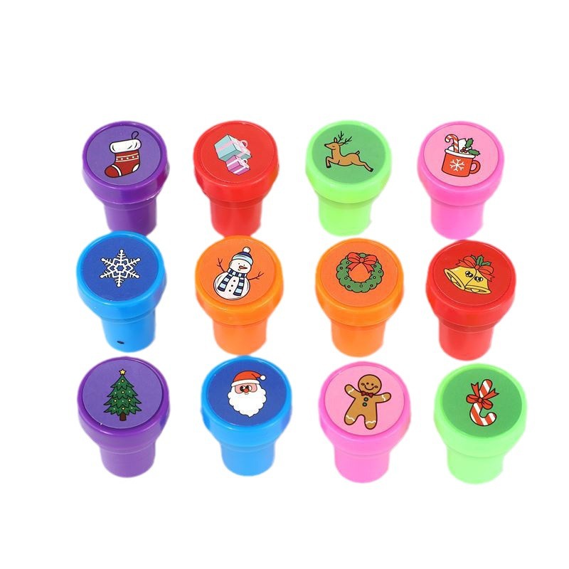 Christmas Seal Children's Small Seal Toy Round Plastic Cartoon Pattern Seal Atomic Seal Oil Seal Cover Seal