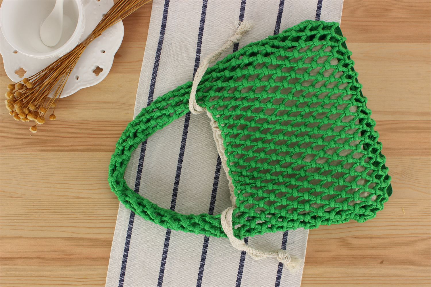 Borsa a tracolla in corda di cotone intrecciata stile macaron_voghion.com