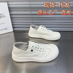 超软~显瘦小白鞋女一脚蹬软底丑萌鞋2025新厚底懒人休闲百搭板鞋