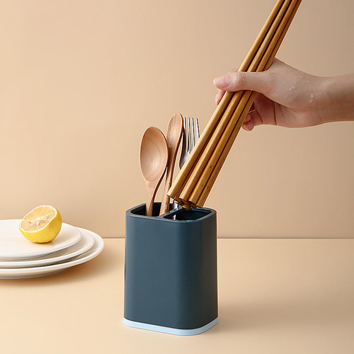简约筷子餐具收纳桶分格双色定LOGO促销沥水筷子筒厨房家用塑料盒