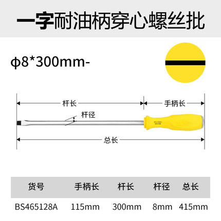 波斯可敲击穿心螺丝刀十字一字大号加长穿心加粗改锥通心平口起子