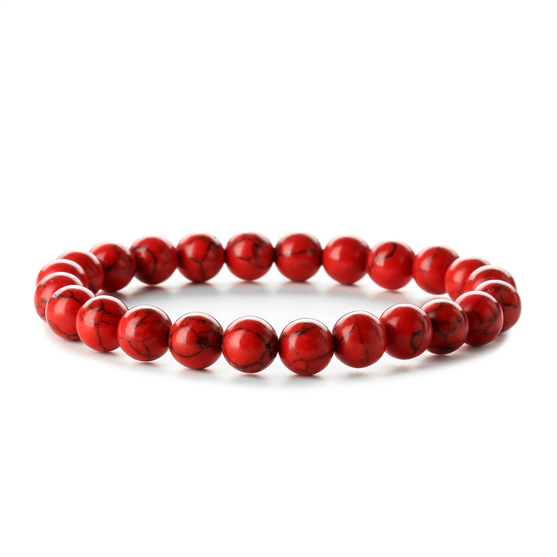AliExpress Amazon 8mm natural rojo turquesa pulsera de cuentas de moda natural simple pulsera de los hombres y las mujeres