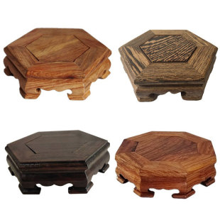 Mahogany Jade Head Ornaments, Hexagonal Octagonal Base, Purple Sand Teapot, Vase, Small Ornaments, Solid Wood Base