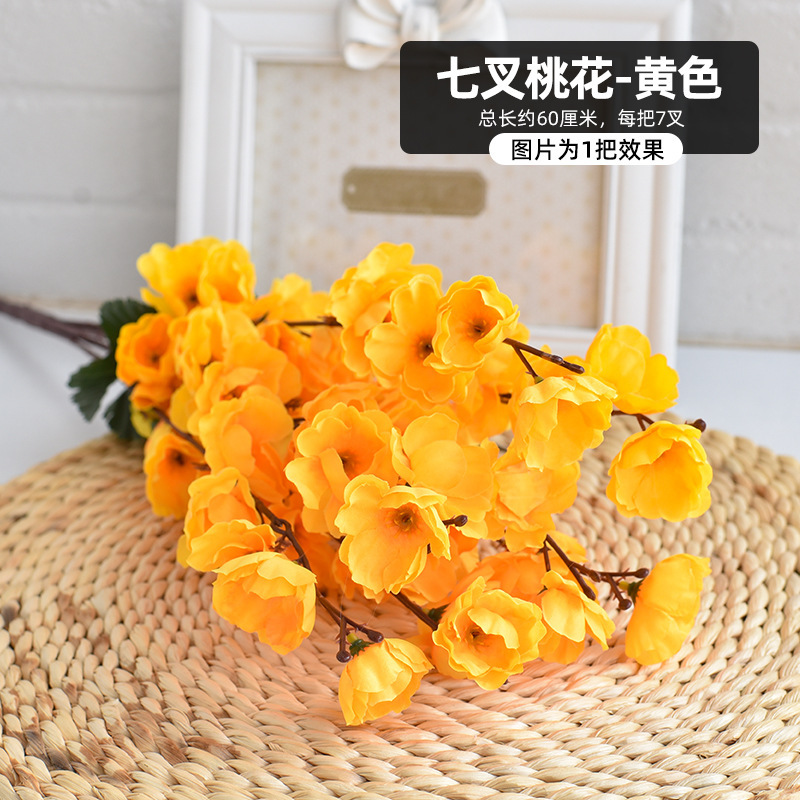 Simulación de ramas de flor de durazno, ramas de flor de ciruelo de cera falsa, flores de cerezo, flores de plástico, flores falsas, arreglos florales de piso, decoración de árboles de paisaje