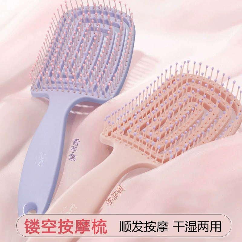 Пушистая квадратная расческа с высокой короной, массажная расческа для волос, подушка для кожи головы, большая изогнутая расческа для завивки волос