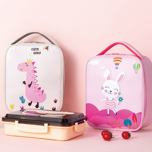 Manufacturer's new lightweight and easy-to-carry student portable lunch bag, Oxford cloth rabbit cartoon thermal bag for primary school students
