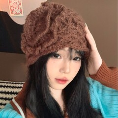 秋冬手工钩织花朵包头帽女镂空针织双层保暖毛线帽复古民族风帽子