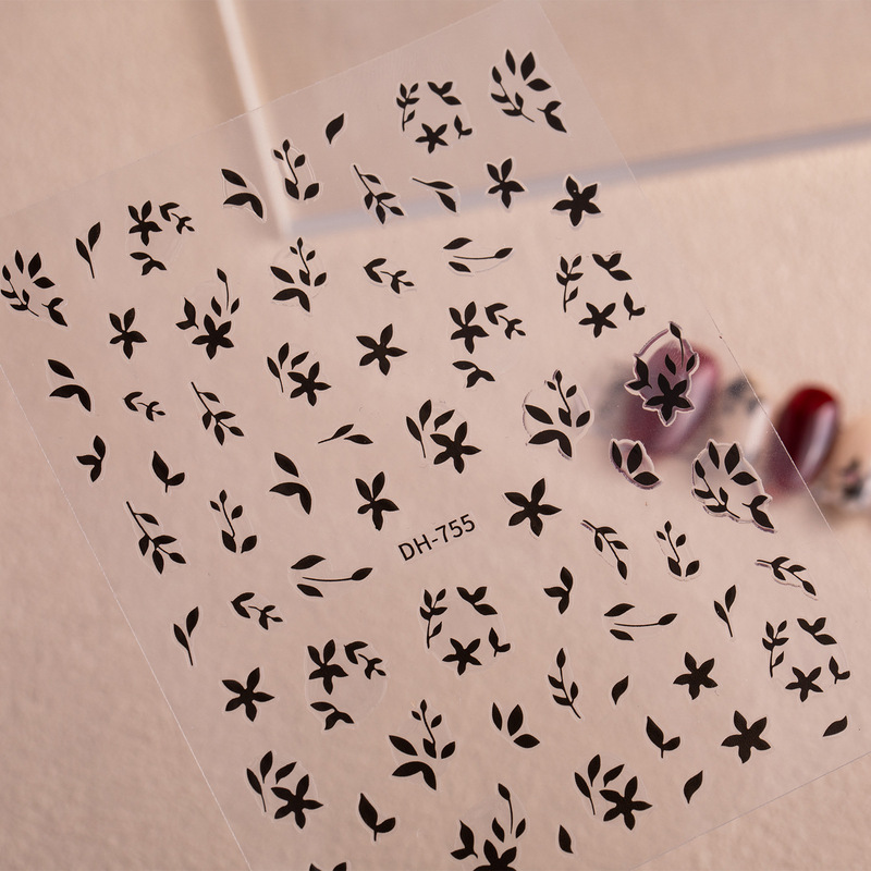 Gold-Stamped Hand-Painted Leaf Nail Stickers with Flat Adhesive Backing, Fresh and Simple Leaf DIY Nail Sticker Decorations Dh755