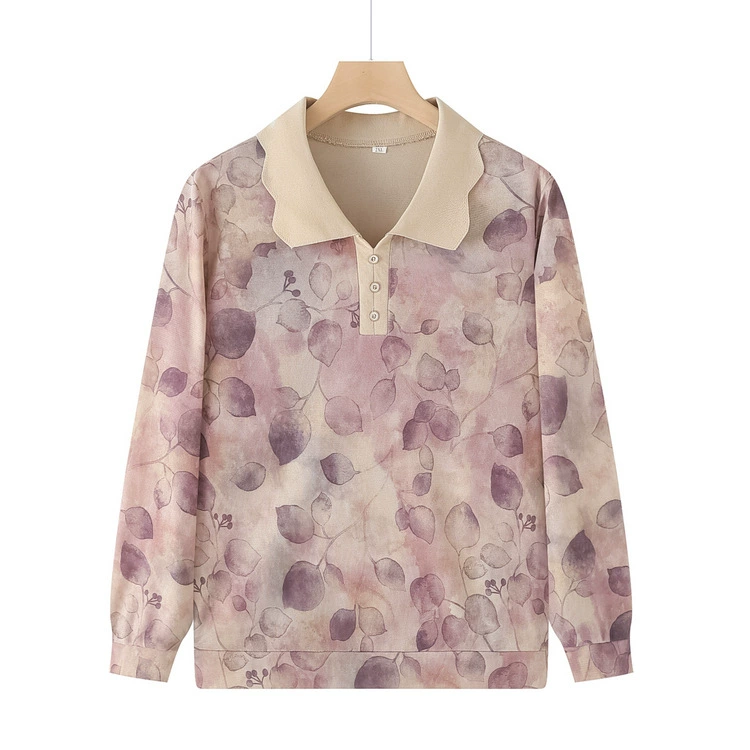 Мама весенняя и осенняя трикотажная рубашка с длинными рукавами