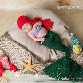 新款 影楼儿童摄影服装 新生儿毛衣套装 动物服装 欧美  美人鱼