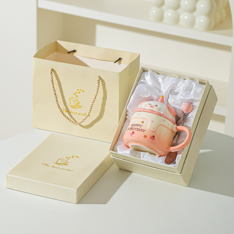 Tazas caseras de cerámica con tazas de café cubiertas, tazas de café para chicas, regalos de cumpleaños de alto valor, regalos de mano lindos