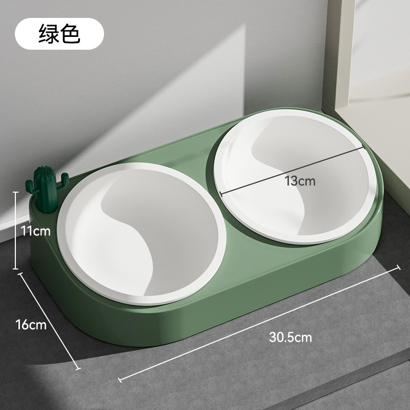 Cat Bowl Food Bowl gato mascota perro tazón de agua comida para gatos tazón de arroz especial tazón de arroz boca oblicua agua potable integrada doble Bowl