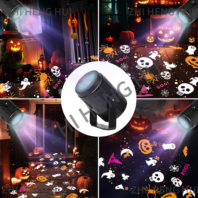 クロスボーダーハロウィンパターンプロジェクターランプ 5V 雰囲気ライト USB クリスマス装飾ホリデーホームパーティー LED|undefined