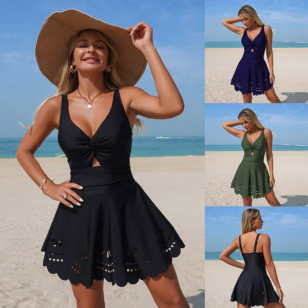 2026 Swimsuit with Large Skirt and Floral Pattern, New Style European and American One-Piece Swimsuit for Women, Wholesale Swimwear